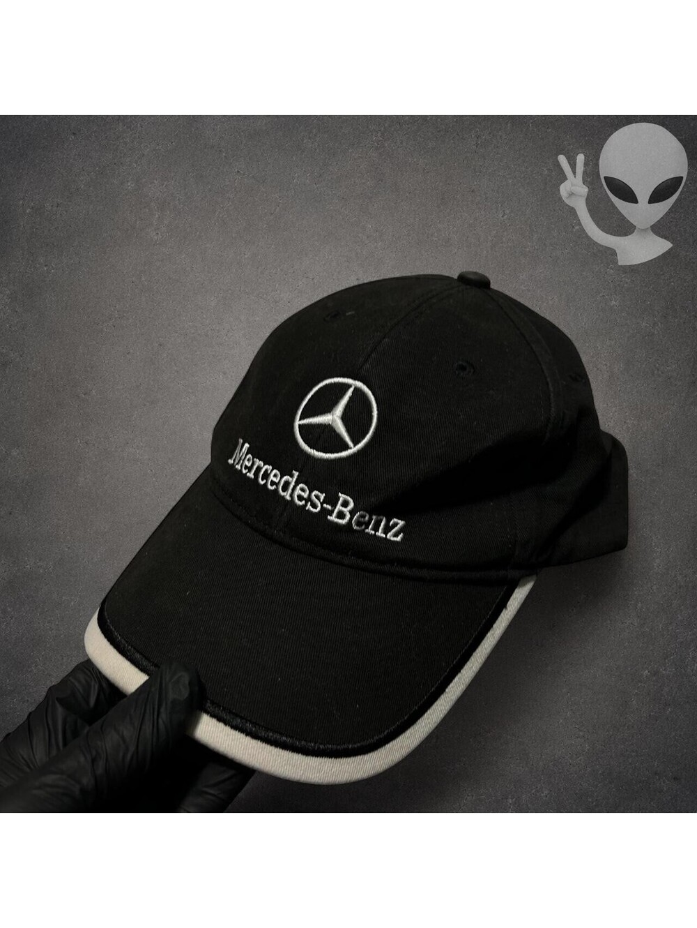 Mercedes Benz Embroidered Logo Black Strapback Dad Hat Cap Adjustable